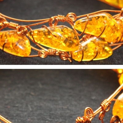 wirework: copper cuff with glass beads, 2008