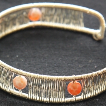 wirework: silver cuff with glass beads, 2008